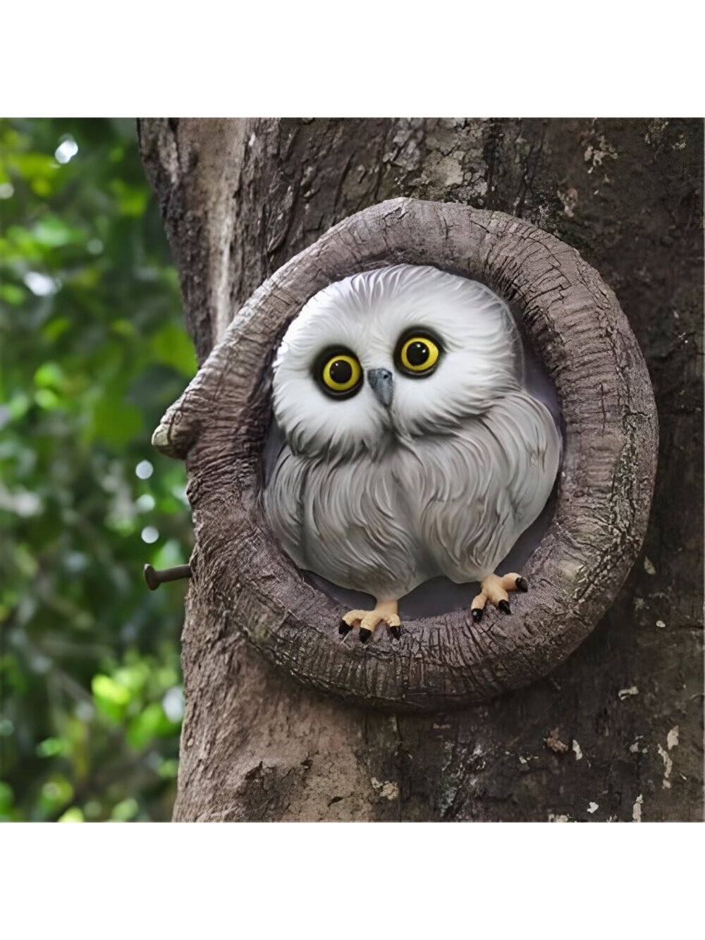 Baby Owl Resin Tree Faces, Whimsical Holiday Decorations Outdoor Owl Hugger